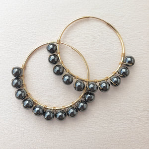 Hematite Wrapped Hoops