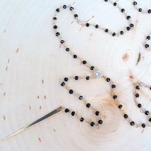 Black Spinel and CZ Spike Lariat