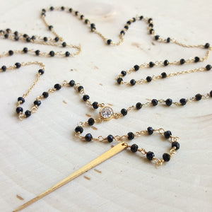 Black Spinel Rosary Lariat