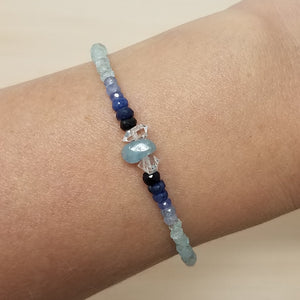 Ombre Sapphire Aquamarine Beaded Bracelet