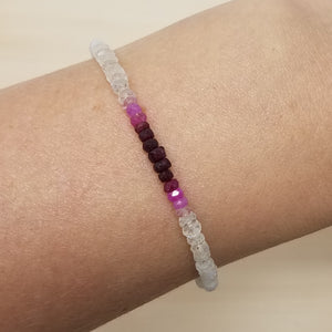 Ombre Ruby Moonstone Beaded Bracelet