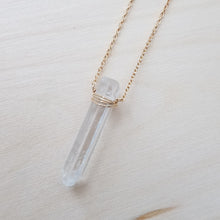 Gold Wrapped Crystal Quartz Necklace