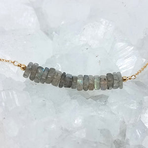 Heishi Labradorite Beaded Bar Necklace