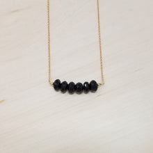 Black Spinel Beaded Bar Necklace
