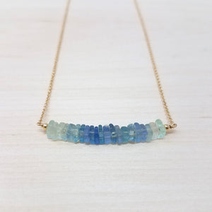 Ombre Fluorite Beaded Bar Necklace