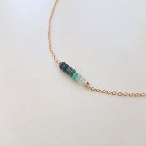 Ombre Emerald Bar Necklace - May Birthstone