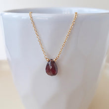 Garnet Drop Necklace - January Birthstone