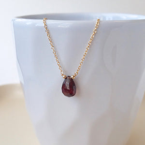 Garnet Drop Necklace - January Birthstone