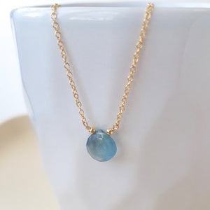 Aquamarine Drop Necklace - March Birthstone