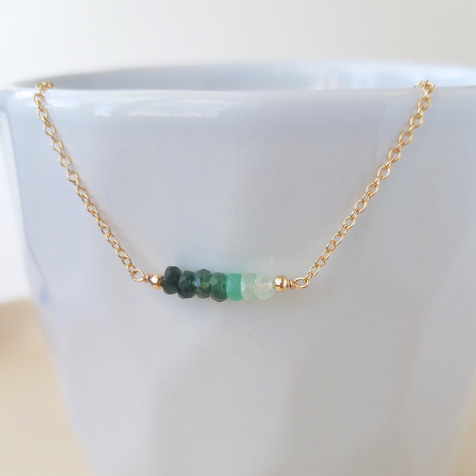 Ombre Emerald Bar Necklace - May Birthstone