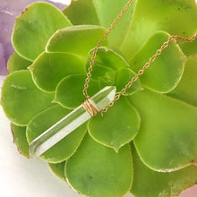 Gold Wrapped Crystal Quartz Necklace