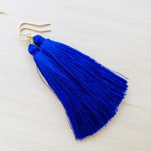 Short Tassel Earrings - Blue