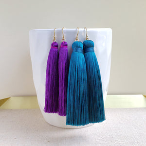 Short Tassel Earrings - Purple